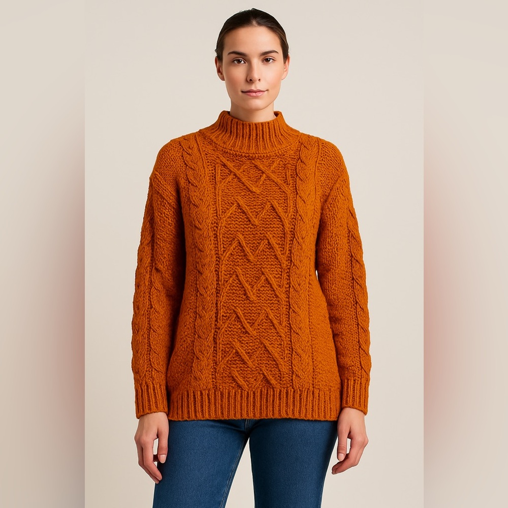 Erik Stewart Cable Knit Sweater Cotton Chunky Pullover Large